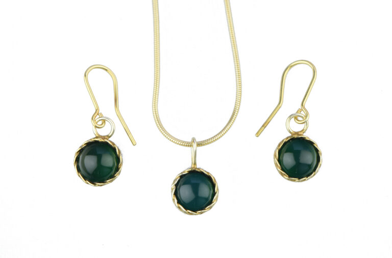 øreringe med agat og vedhæng